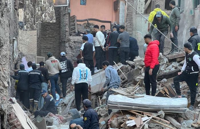 شاهد آثار انهيار عقار إمبابة وسط عمليات البحث عن ناجين تحت الأنقاض