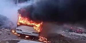 المباحث تستمع لأقوال الشهود في حريق أتوبيسين بمدينة نصر