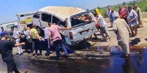 أسفر عن 10 إصابات، اللقطات الأولى لحادث تصادم مروع بطريق كفر الشيخ (فيديو)