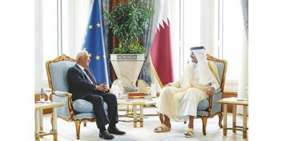 أمير قطر وولي العهد السعودي يبحثان مع رئيس المجلس الأوروبي مستجدات الأوضاع في المنطقة وأمن الملاحة الدولية