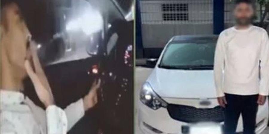 ضبط قائد سيارة قام بتدخين سيجارة حشيش أثناء القيادة ببورسعيد(فيديو)