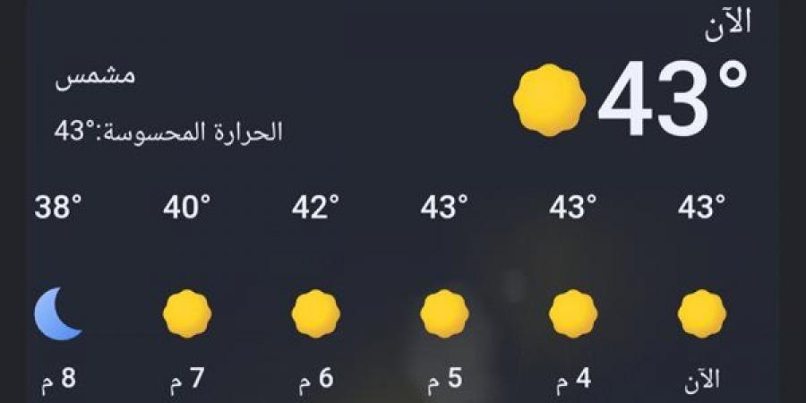 قنا تسجل 43 درجة مئوية، الأرصاد تعلن نهاية الموجة الحارة اليوم